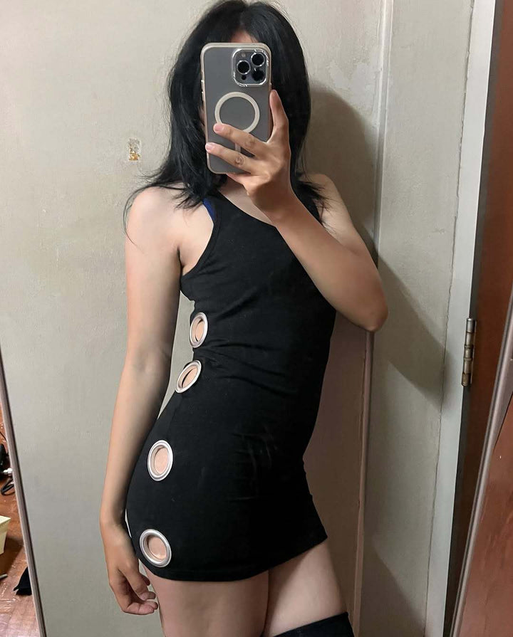 Women Figure-hugging Mini Dress with Metallic Details StylebySassy