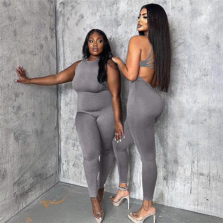 Women’s sporty long overall with innovative cut-out neckline