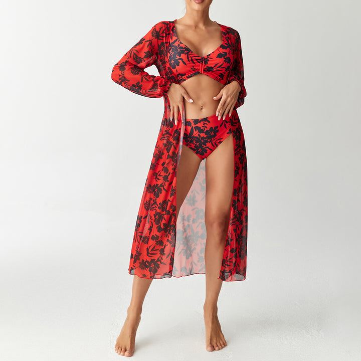 Women's Transparent Beach Dress with Floral Pattern StylebySassy
