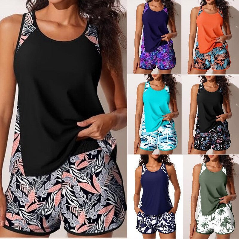 Women’s Sporty Tankini Set with High Waist and Floral Pattern StylebySassy