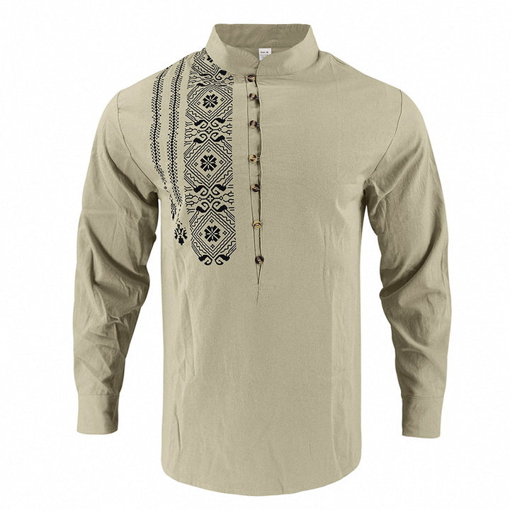 Men's embroidered cotton kurta shirt with stand collar StylebySassy