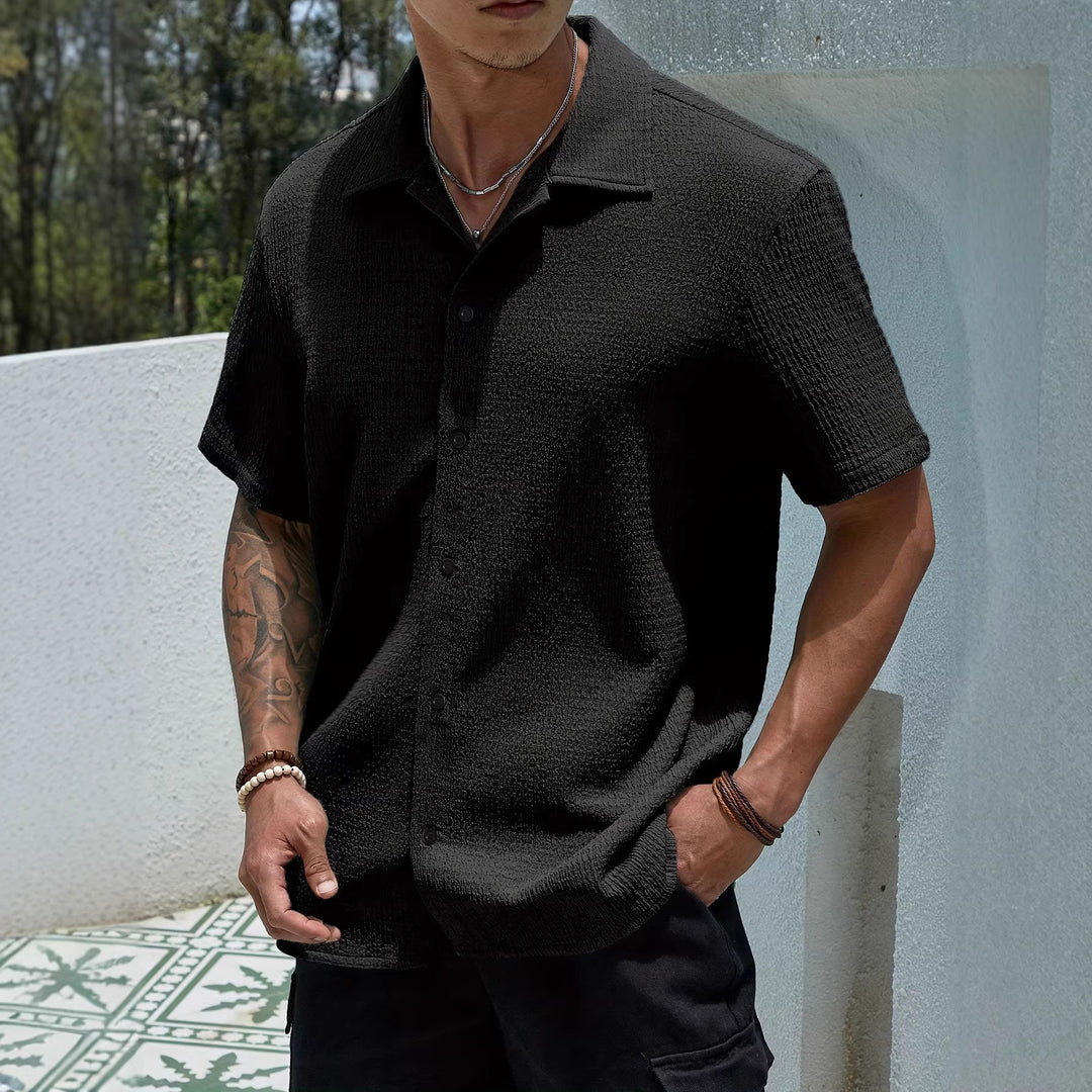 Men's casually cut shirt made of crinkled cotton blend with Kent collar StylebySassy