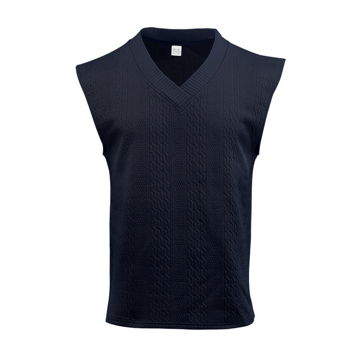 Men's knitted vest with V-neck and cable pattern StylebySassy
