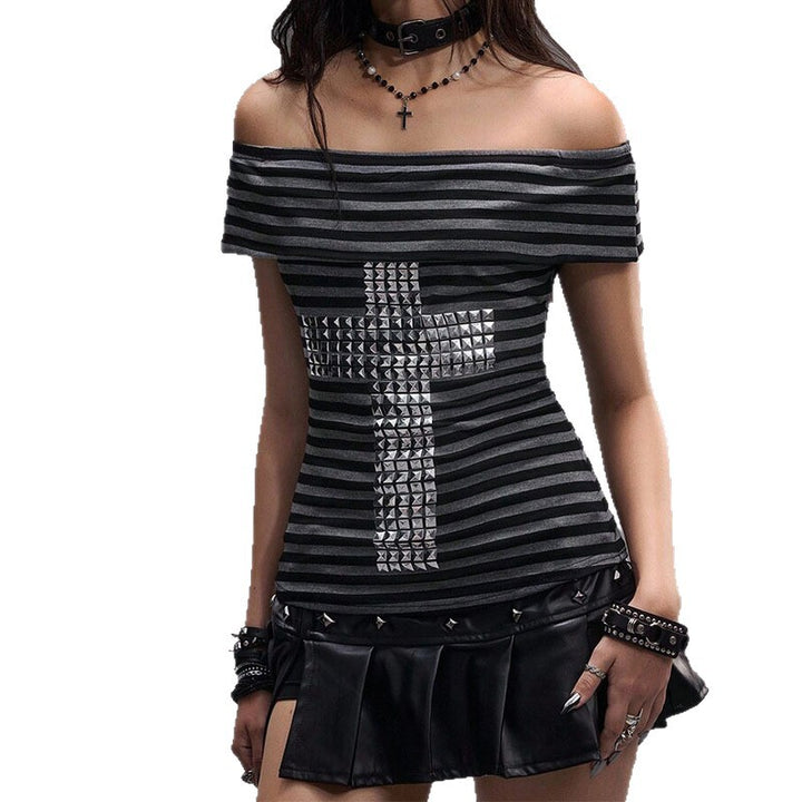 Women Off-Shoulder Top with glamorous rhinestone details StylebySassy