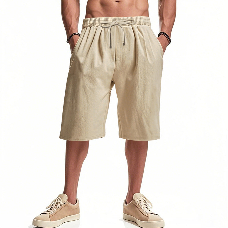 Men's casual bermuda shorts made of cotton blend with elastic waistband, drawstring, and side pockets StylebySassy