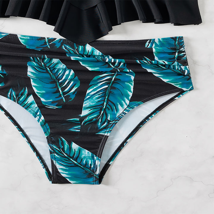 Women's crop top bikini with voluminous ruffle details and high-waisted brief StylebySassy