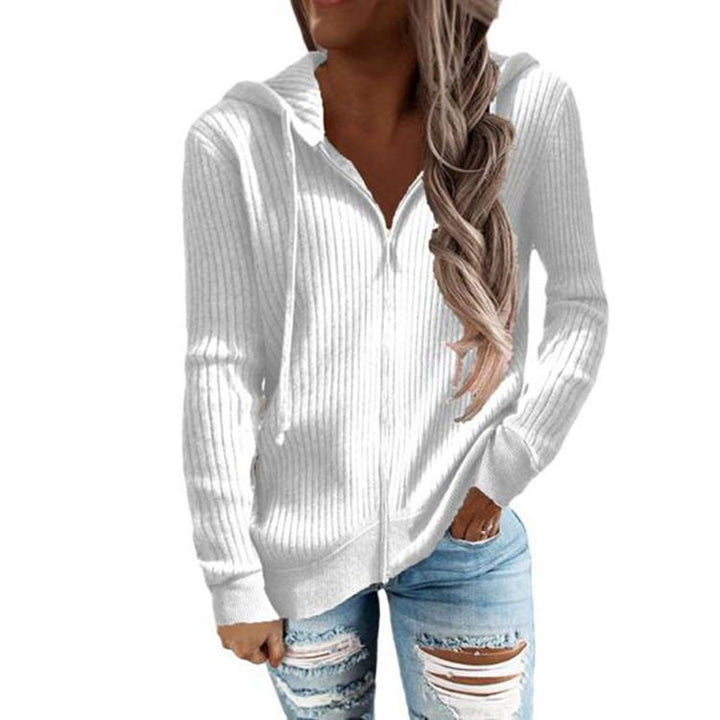 Women's knitted hooded zip hoodie with half zipper and kangaroo pockets StylebySassy