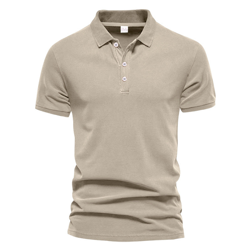 Men's breathable cotton polo shirt short sleeves with classic collar and ribbed cuffs StylebySassy