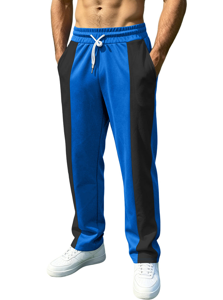 Men's straight-cut training pants with contrast side inserts, elastic drawstring waistband, and side pockets StylebySassy