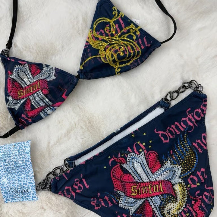 Women's triangle bikini with striking graphic trim StylebySassy