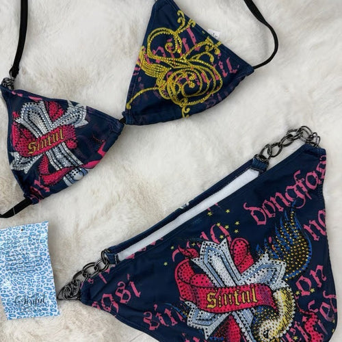 Women's triangle bikini with striking graphic trim StylebySassy