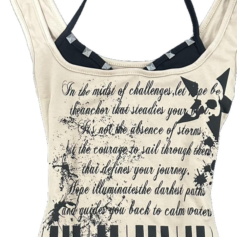 Women's Musical Graphic Tank Top with Unique Cut StylebySassy