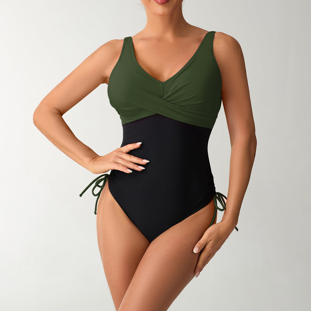 Ladies' one-piece swimsuit with fashionable wrap design StylebySassy