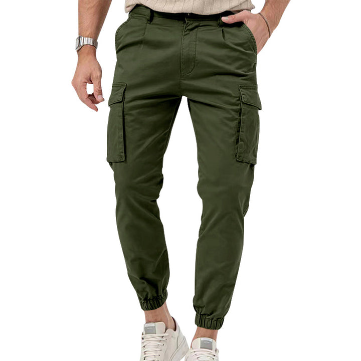 Men's tapered cargo pants in work look with patch pockets and elastic ankle cuffs StylebySassy
