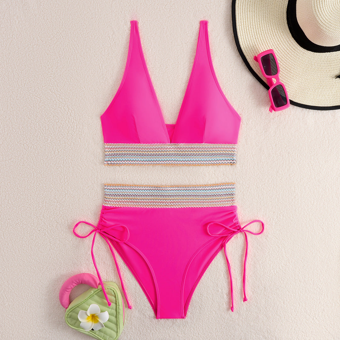 Women's High-Waisted Bikini Set with Trendy Lacing Details StylebySassy