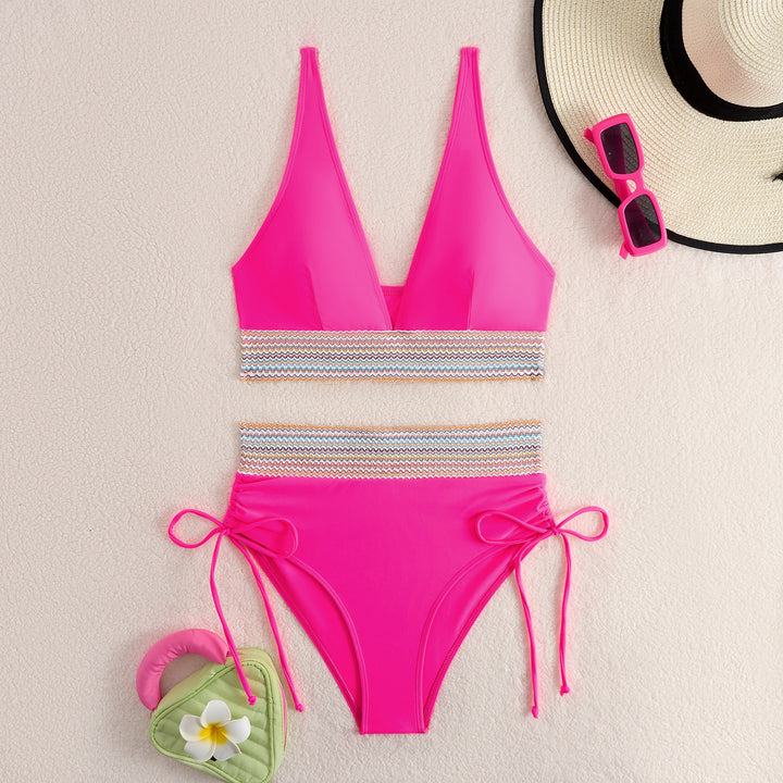 Women's High-Waisted Bikini Set with Trendy Lacing Details StylebySassy