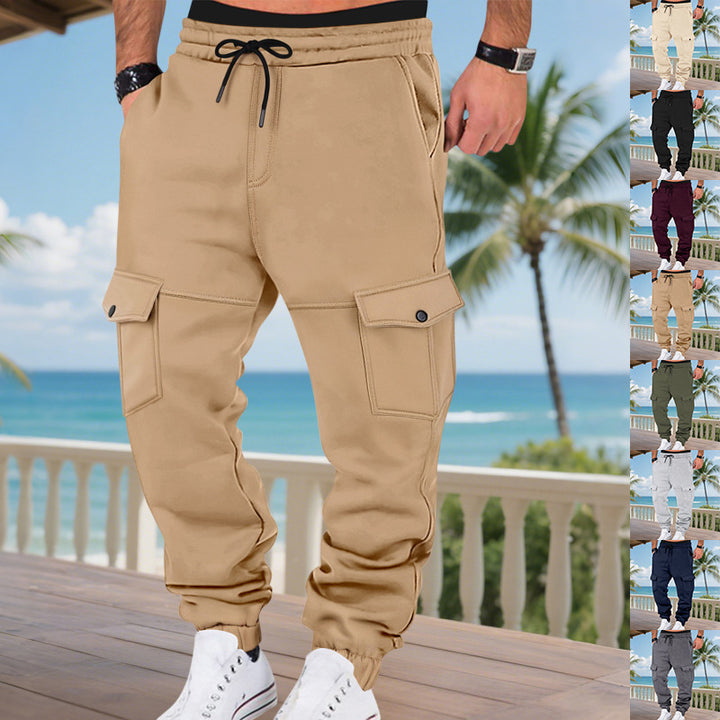 Men's urban utility jogpants made of cotton blend with elastic waistband, flap pockets, and reinforced knee areas StylebySassy