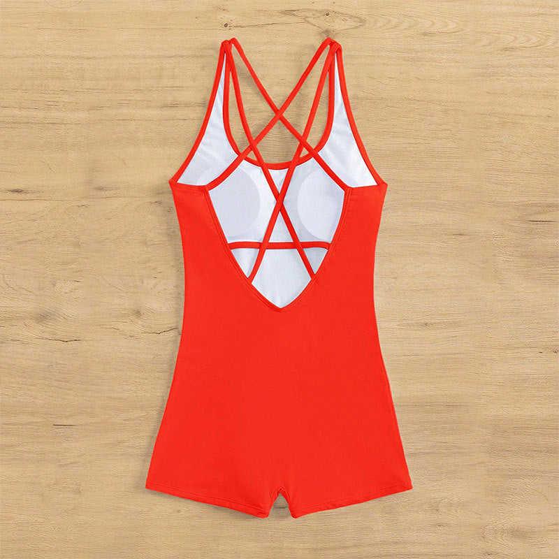 Women's One-Piece Swimsuit with Modern Cross-Back Design StylebySassy
