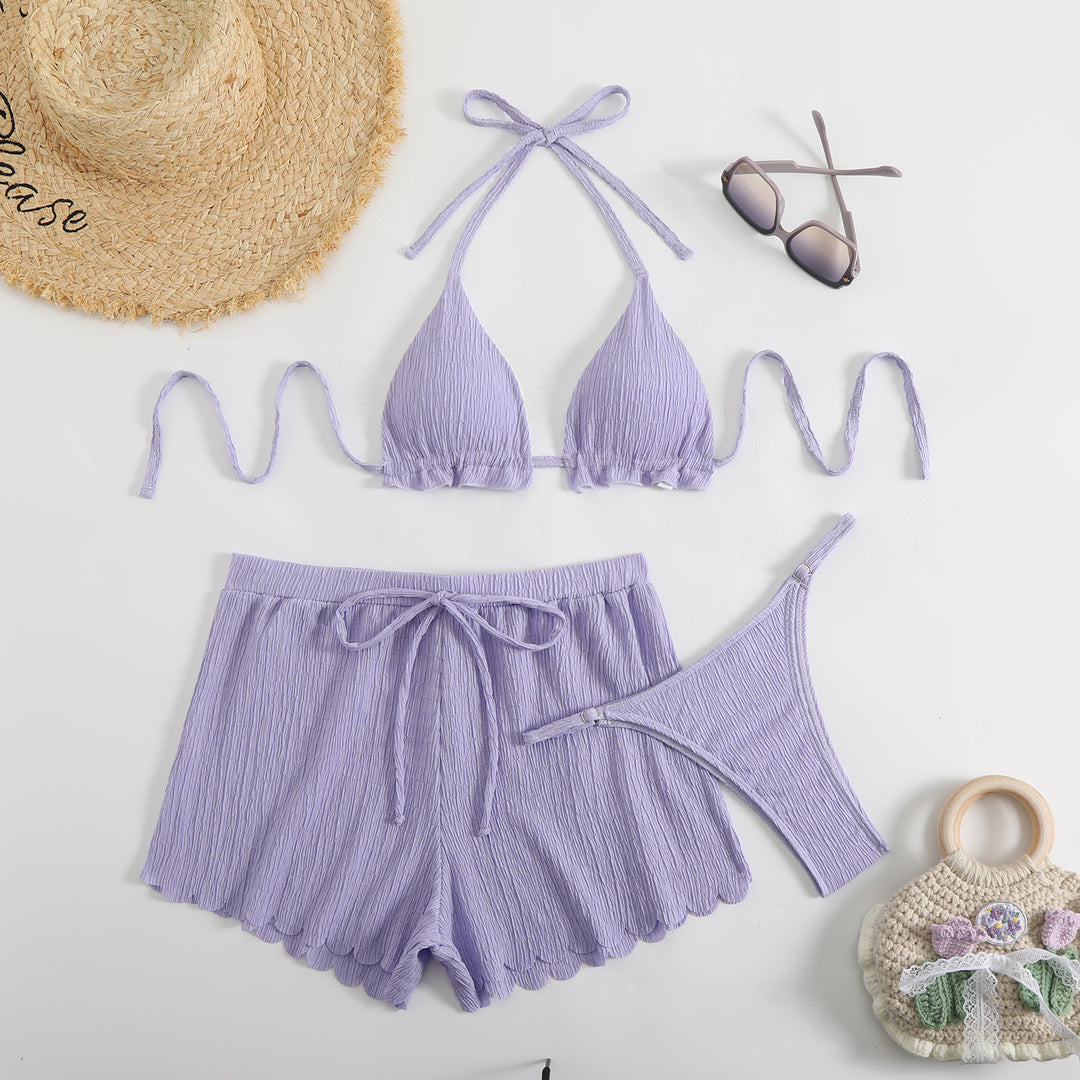 Ladies triangle bikini with shorts and removable inner lining StylebySassy