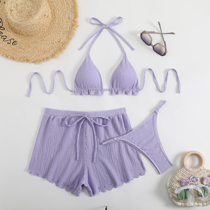 Ladies triangle bikini with shorts and removable inner lining StylebySassy