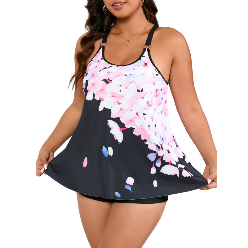 Women's tankini top with floral design and flattering cut StylebySassy