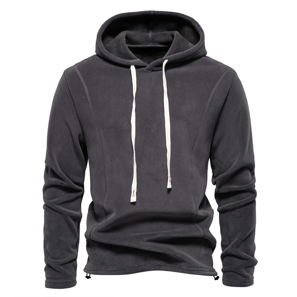 Men's lightweight fleece pullover with short zipper and stand-up collar StylebySassy