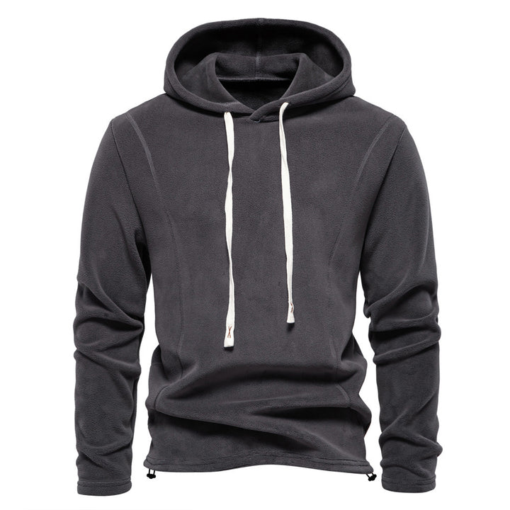 Men's lightweight fleece pullover with short zipper and stand-up collar StylebySassy