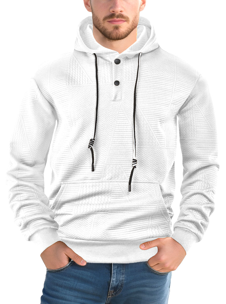 Men's structured hoodie with snap button placket and kangaroo pocket StylebySassy