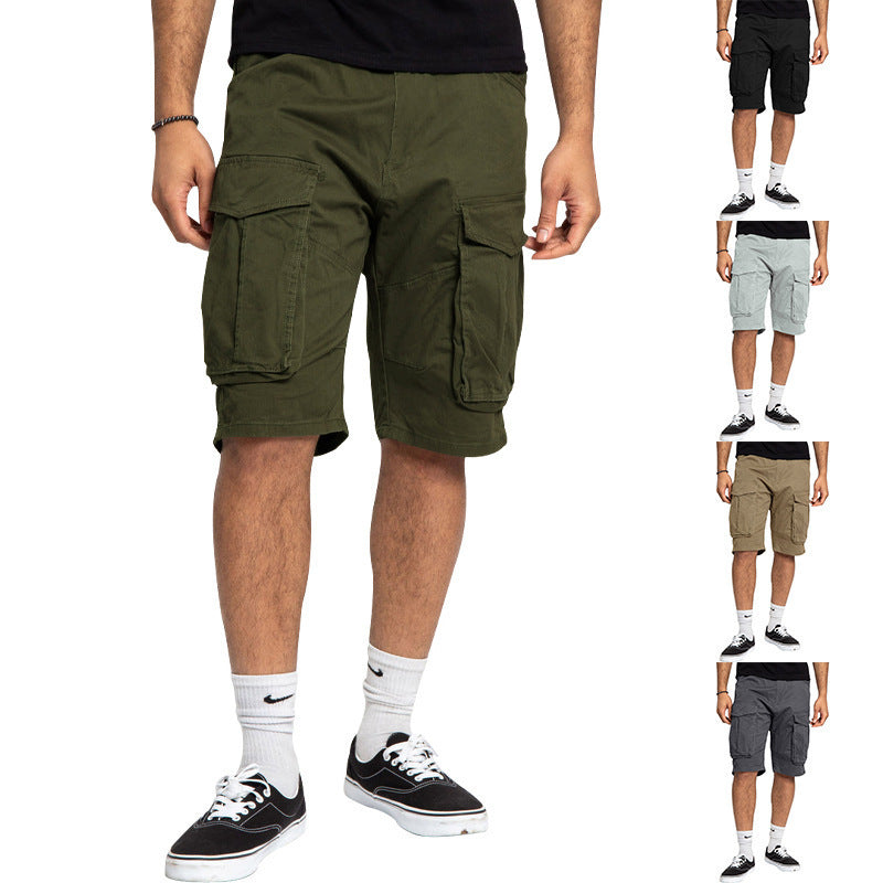 Men's cargo shorts with large flap pockets, straight leg, and loose knee length StylebySassy