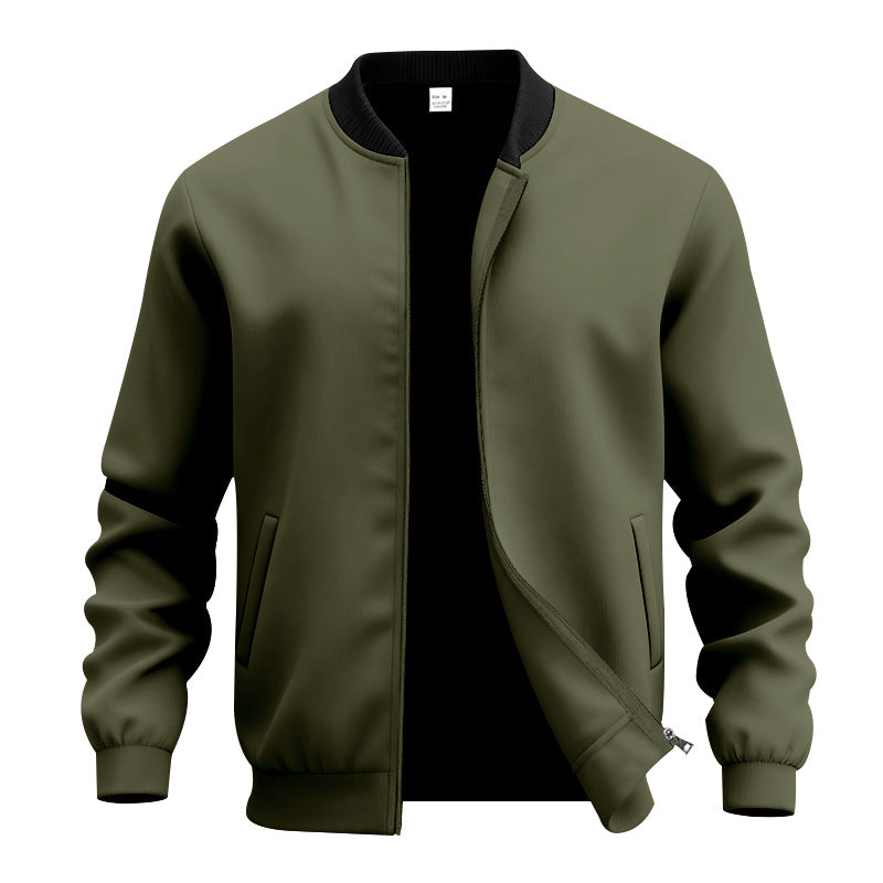 Men's lightweight bomber-style blouson with partially concealed zipper, ribbed cuffs, and side pockets StylebySassy