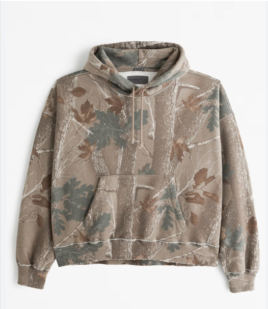 Unisex loose-fit hoodie sweatshirt with subtle leaf texture, double hood without drawstring and kangaroo pocket StylebySassy