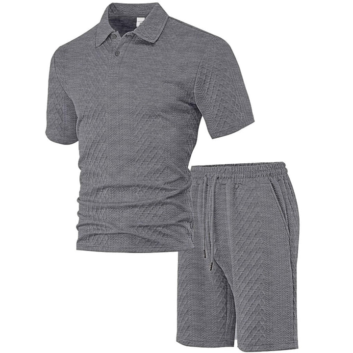 Men's structured polo shirt and bermuda shorts set made of quilted cotton blend StylebySassy