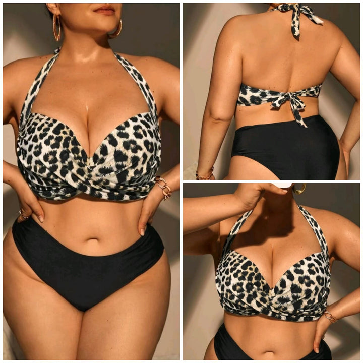Women's Triangle Bikini with Wrap Look and Animal Pattern StylebySassy