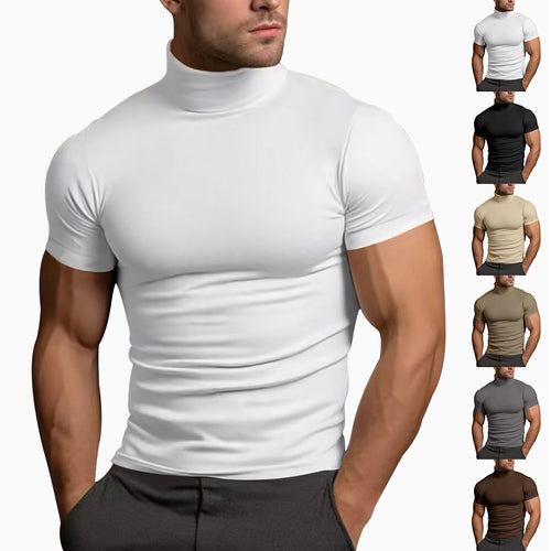 Men's fitted elastic short sleeve roll neck top StylebySassy