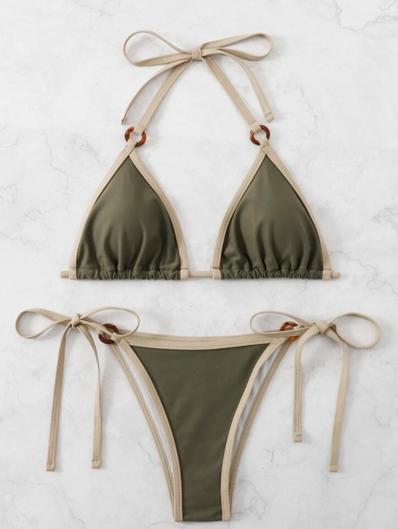 Ladies triangle bikini with adjustable straps and ring details StylebySassy