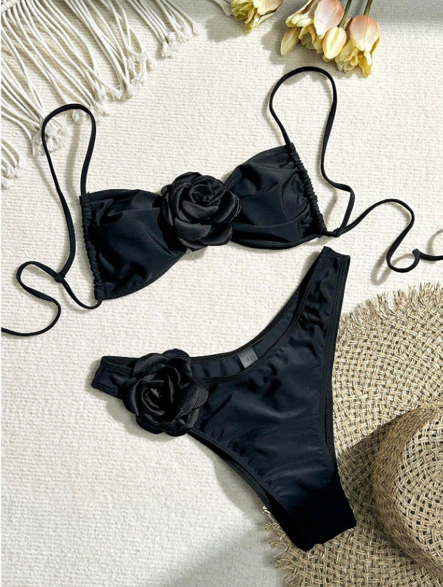 Women Bikini Set with elegant flower appliqué StylebySassy