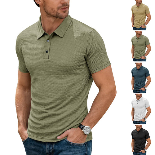 Men's nano structured micro jacquard polo shirt with slim fit and elastic comfort stretch StylebySassy