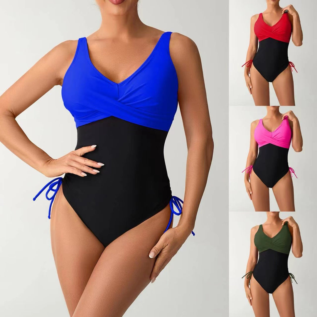 Women's One-Piece Swimsuit with Fashionable Wrap Design and Side Ties StylebySassy