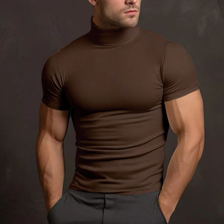 Men's fitted elastic short sleeve roll neck top StylebySassy