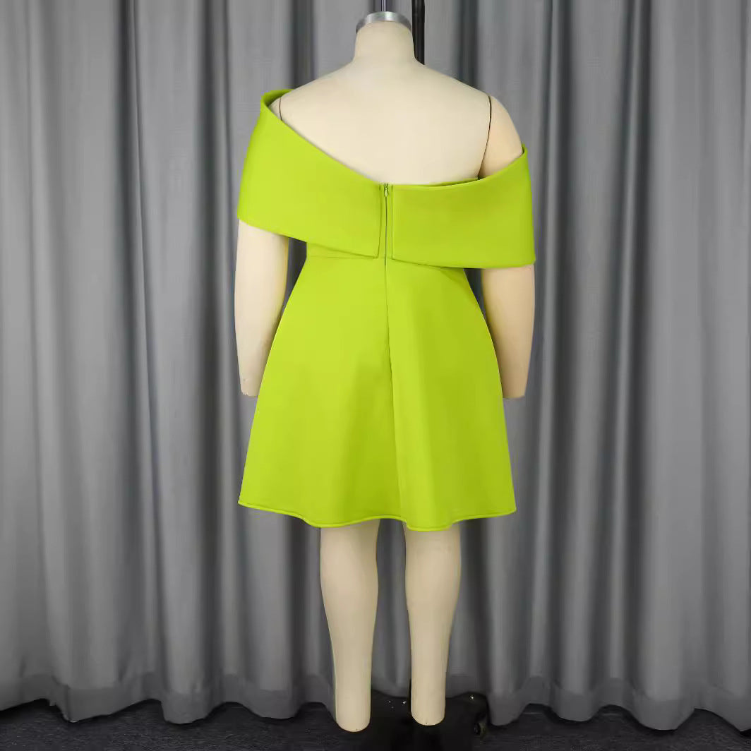 Women's elegant mini dress with asymmetric cut and voluminous overlay StylebySassy