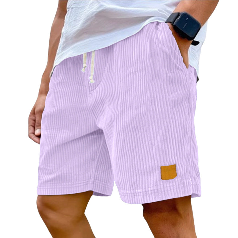 Men's fine corduroy shorts with elastic drawstring waistband, drawstring and deep side pockets StylebySassy
