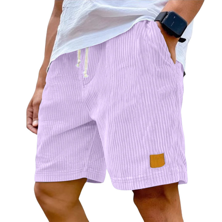 Men's fine corduroy shorts with elastic drawstring waistband, drawstring and deep side pockets StylebySassy