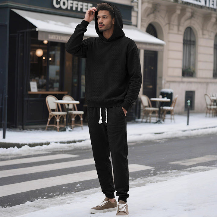Men's structured velour tracksuit with hoodie and drawstring pants StylebySassy