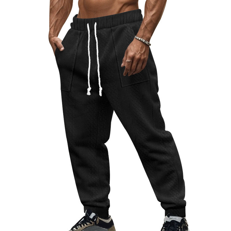 Men's cable knit joggers with drawstring waistband and patch pockets StylebySassy