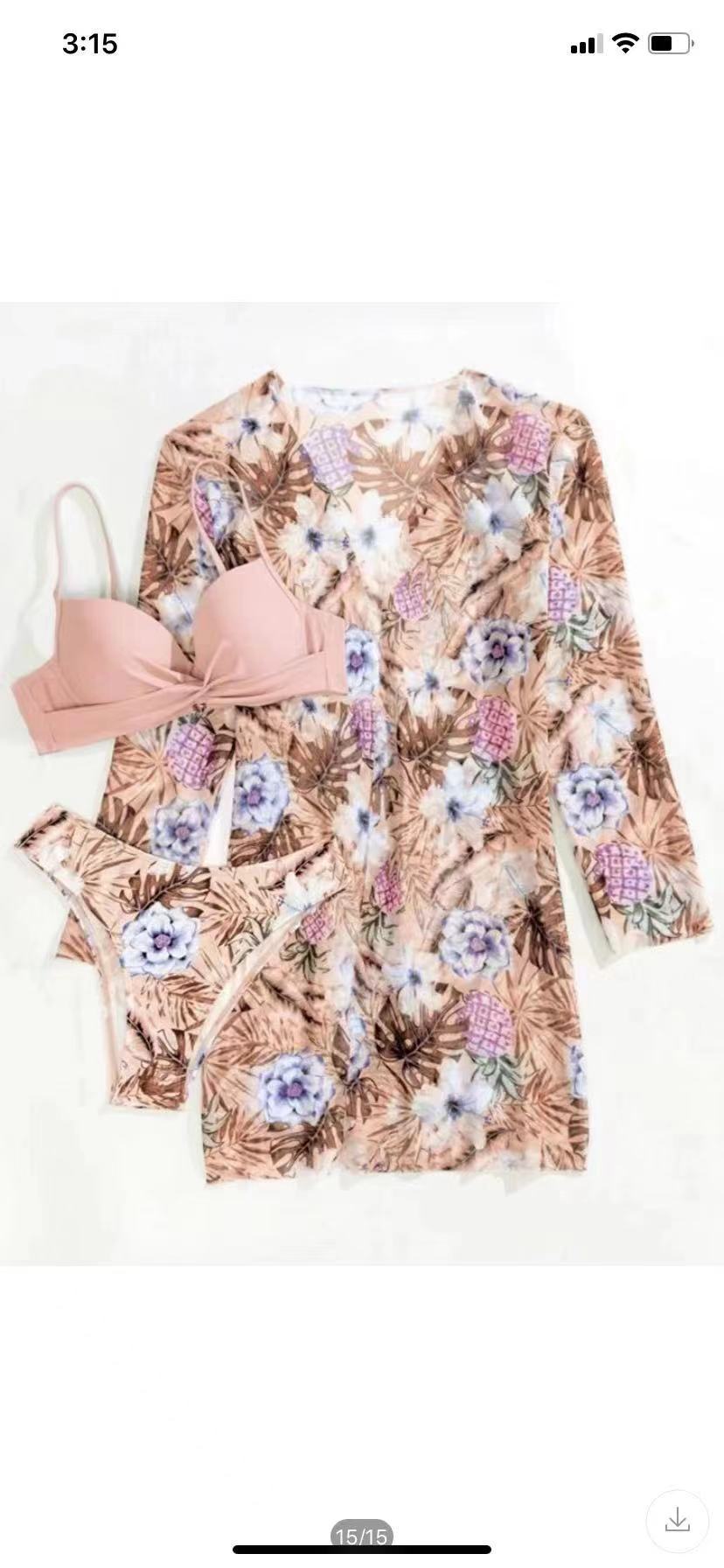 Women’s Bikini Set with Floral Patterns and Elegant Cover-Up StylebySassy