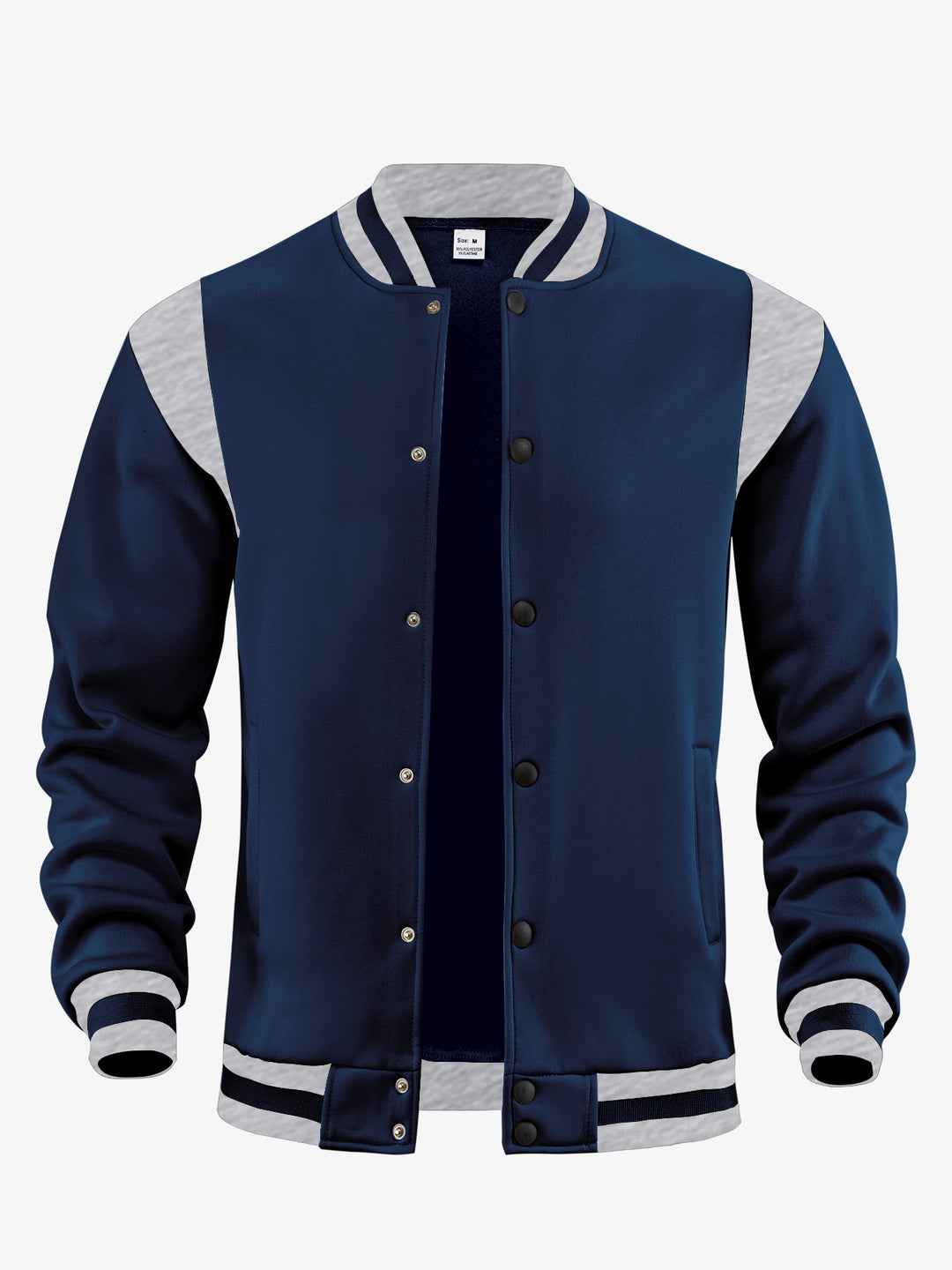 Men's light baseball jacket in sweat quality with snap button placket, ribbed collar and contrasting shoulder yoke StylebySassy