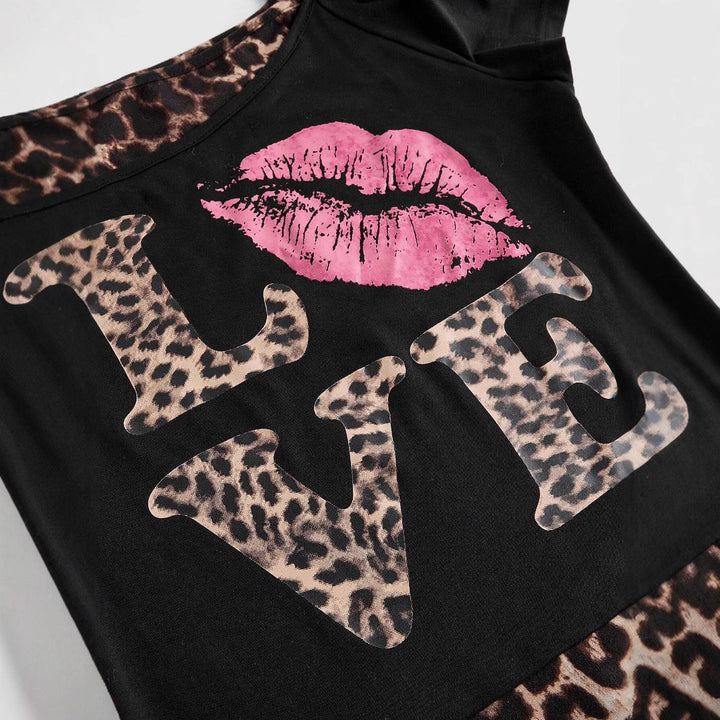 Women Off-Shoulder Top with Leopard Print and Eye-Catching Graphic Design StylebySassy