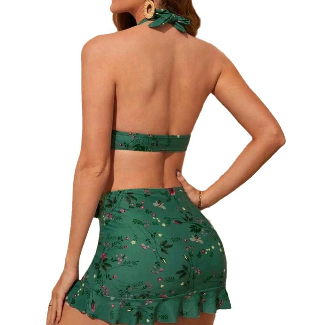 Women's Floral Print Bikini Set with Wrap Skirt StylebySassy