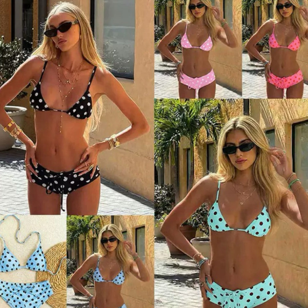 Women Stylish Polka Dot Bikini with Adjustable Bottom StylebySassy