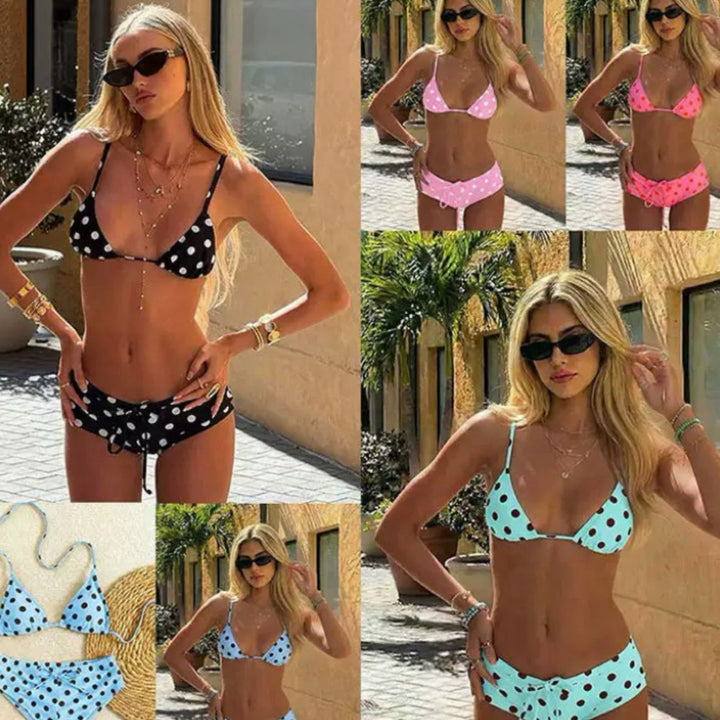 Women Stylish Polka Dot Bikini with Adjustable Bottom StylebySassy